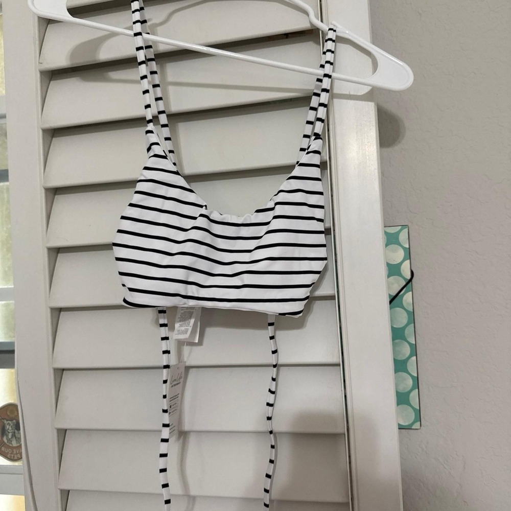 Cupshe Reversible Bikini Set Black White Striped Polka Dot Swimsuit NWT Size L